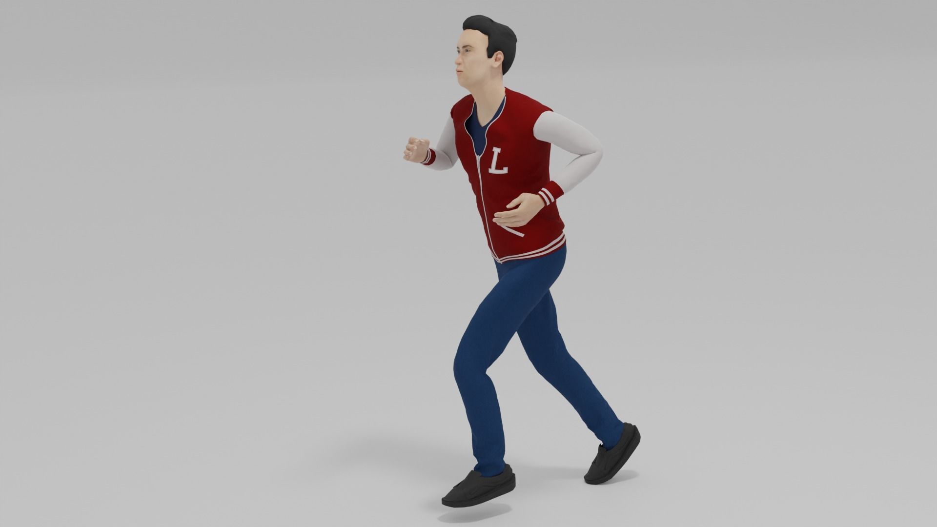 Varsity Man Run Animation Low-poly 3D model_3