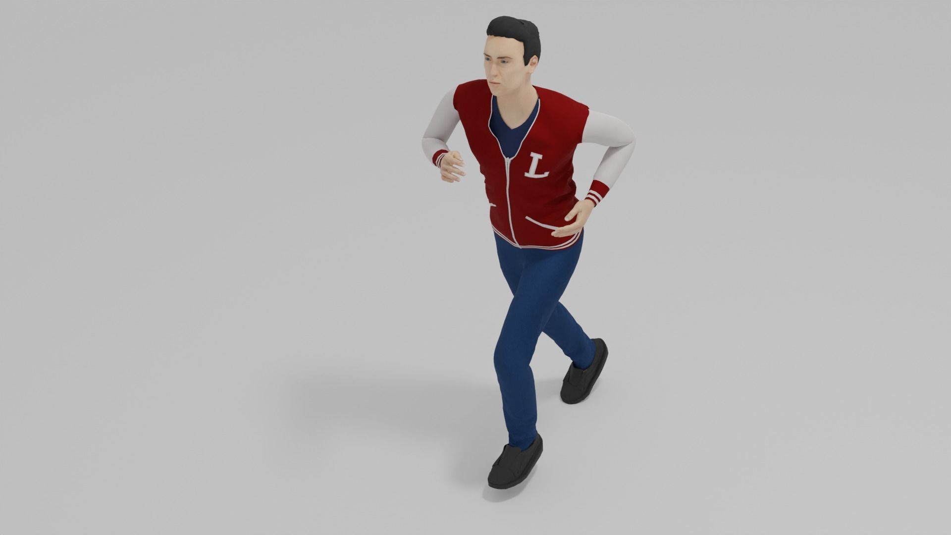 Varsity Man Run Animation Low-poly 3D model_1