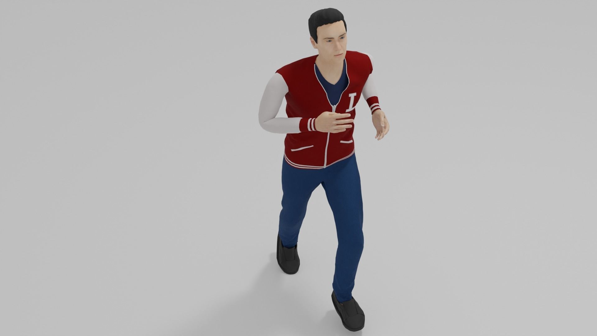 Varsity Man Run Animation Low-poly 3D model_4