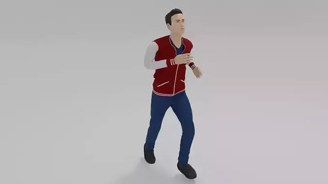 Varsity Man Run Animation Low-poly 3D model
