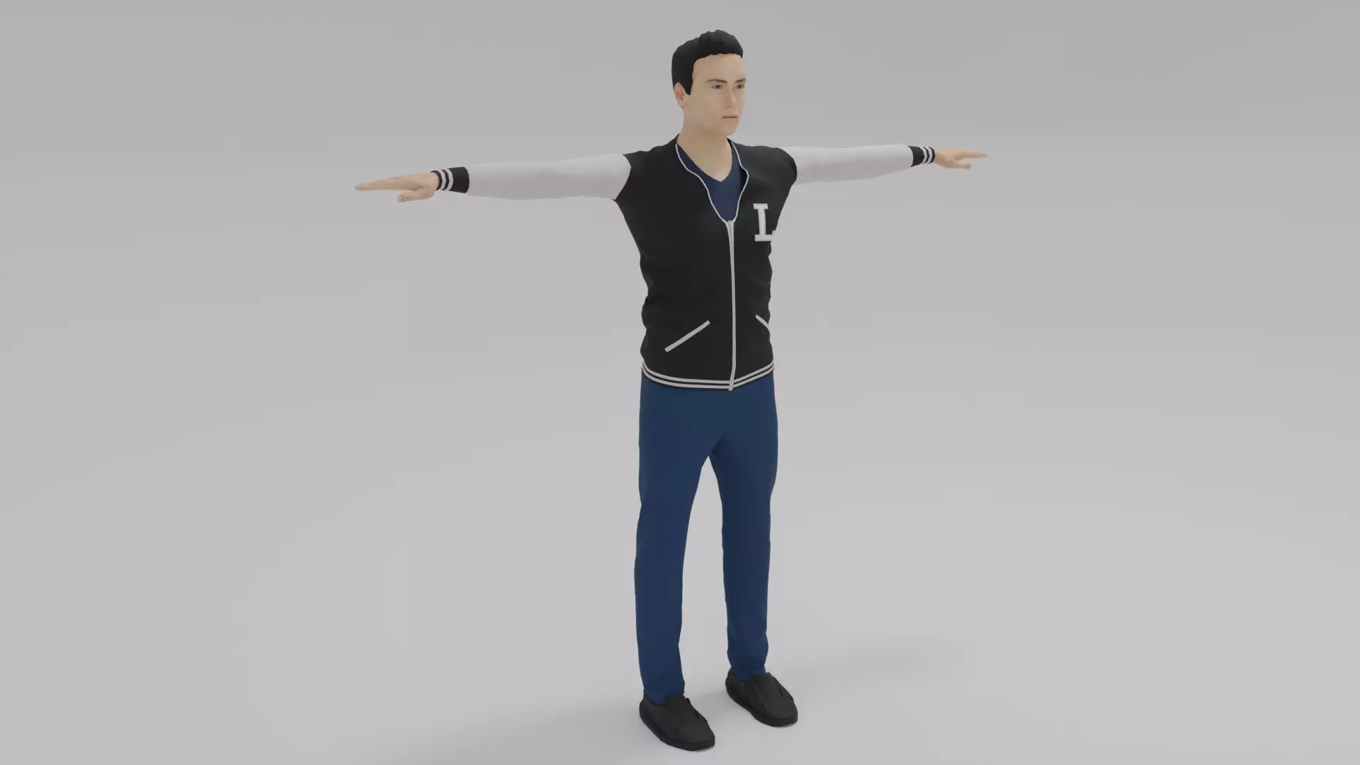 Varsity Man T-Pose  Low-poly 3D model_0