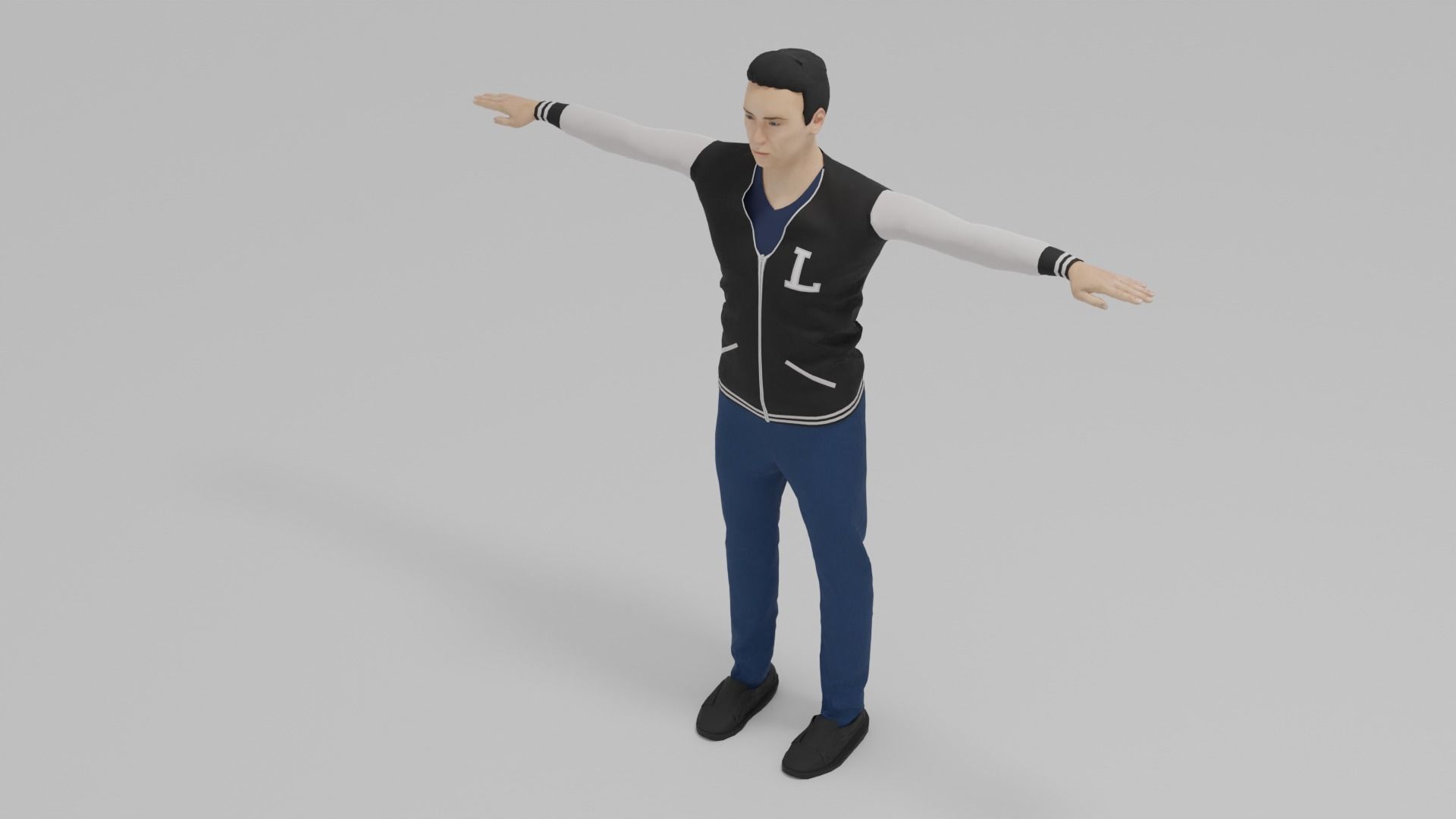 Varsity Man T-Pose  Low-poly 3D model_1