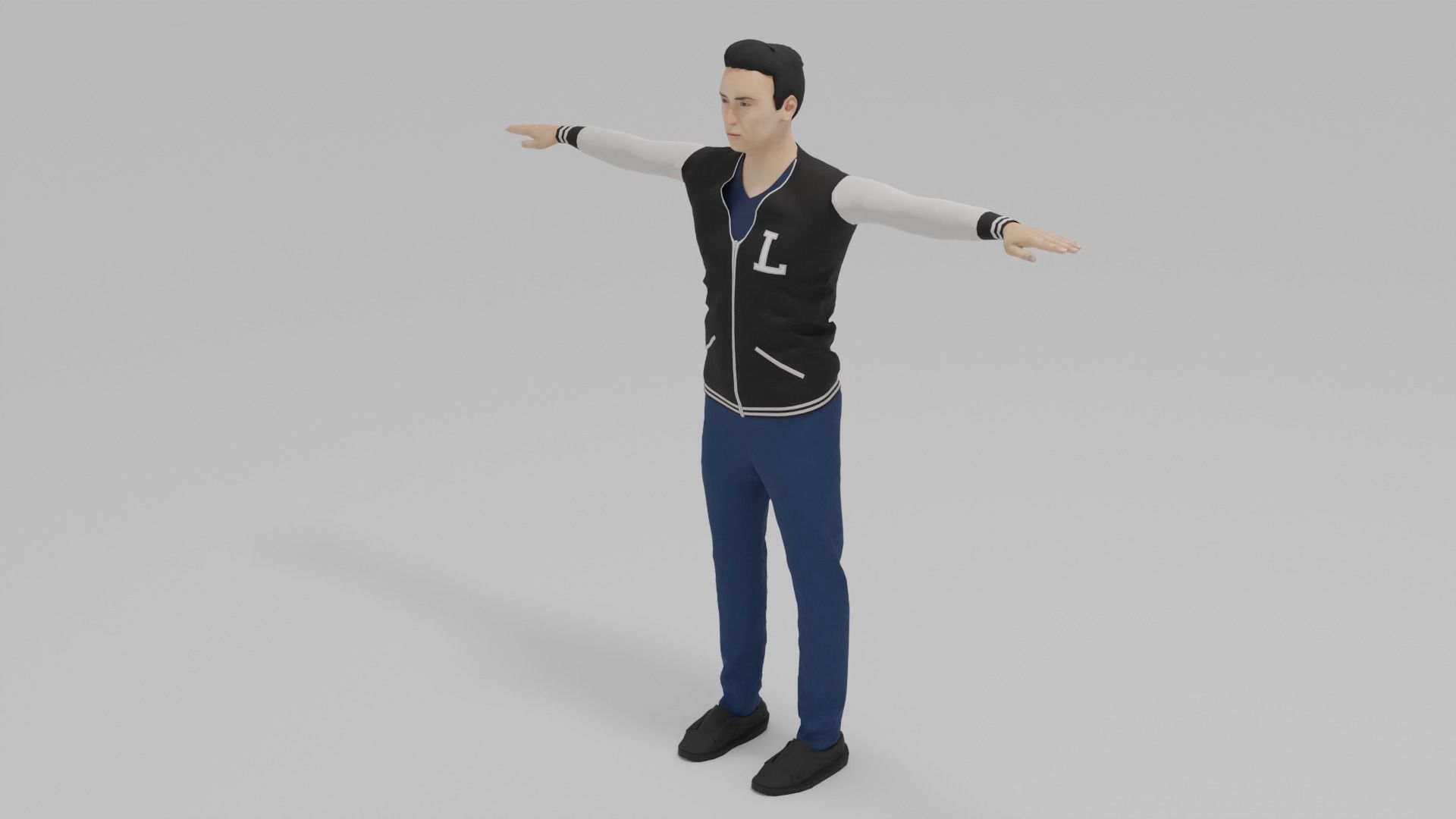 Varsity Man T-Pose  Low-poly 3D model_7