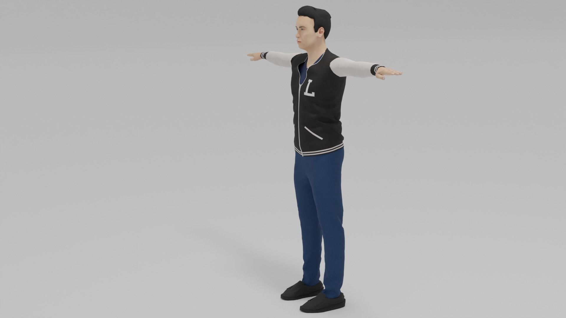 Varsity Man T-Pose  Low-poly 3D model_3