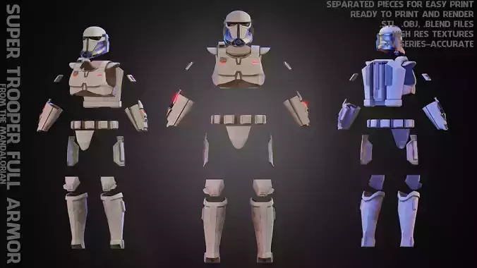 The Mandalorian Imperial Super Trooper Full Armor for Cosplay 3D Model Collection