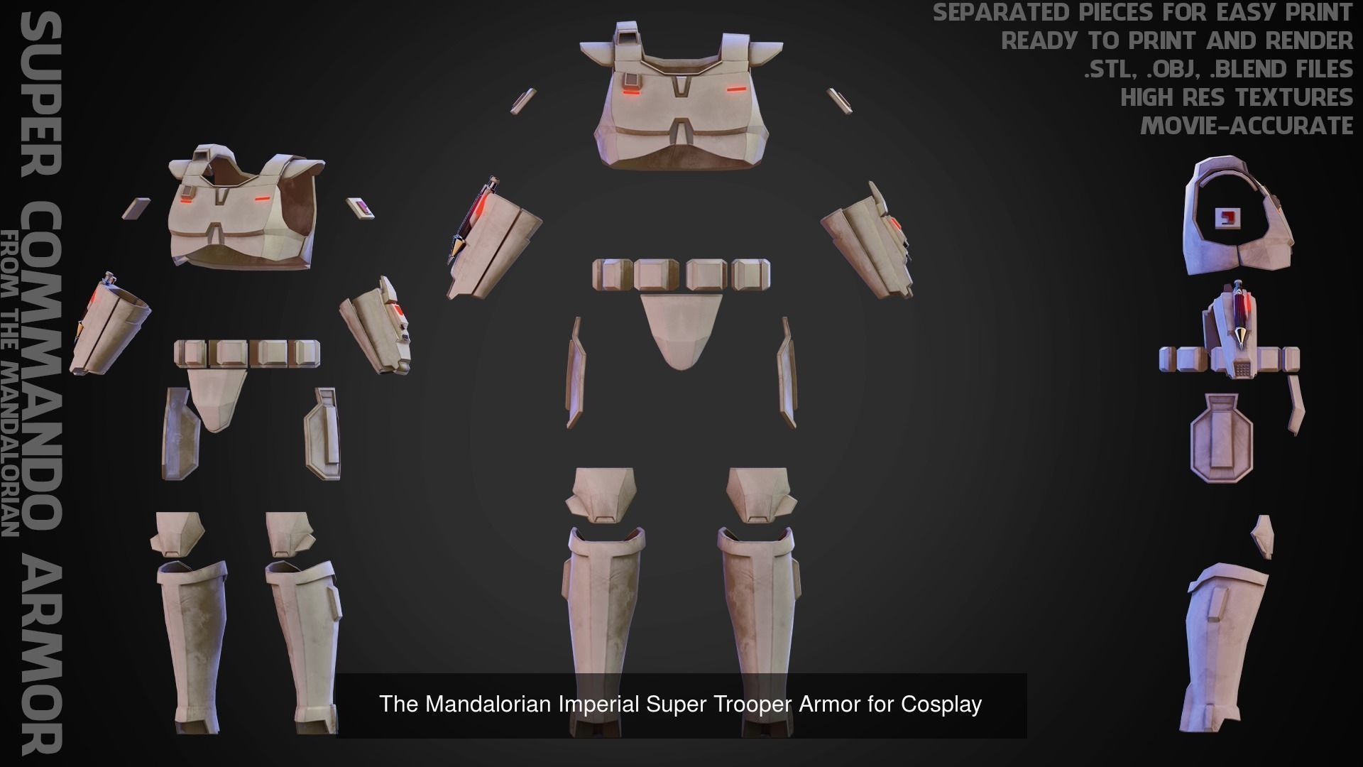 The Mandalorian Imperial Super Trooper Full Armor for Cosplay 3D Model Collection_4