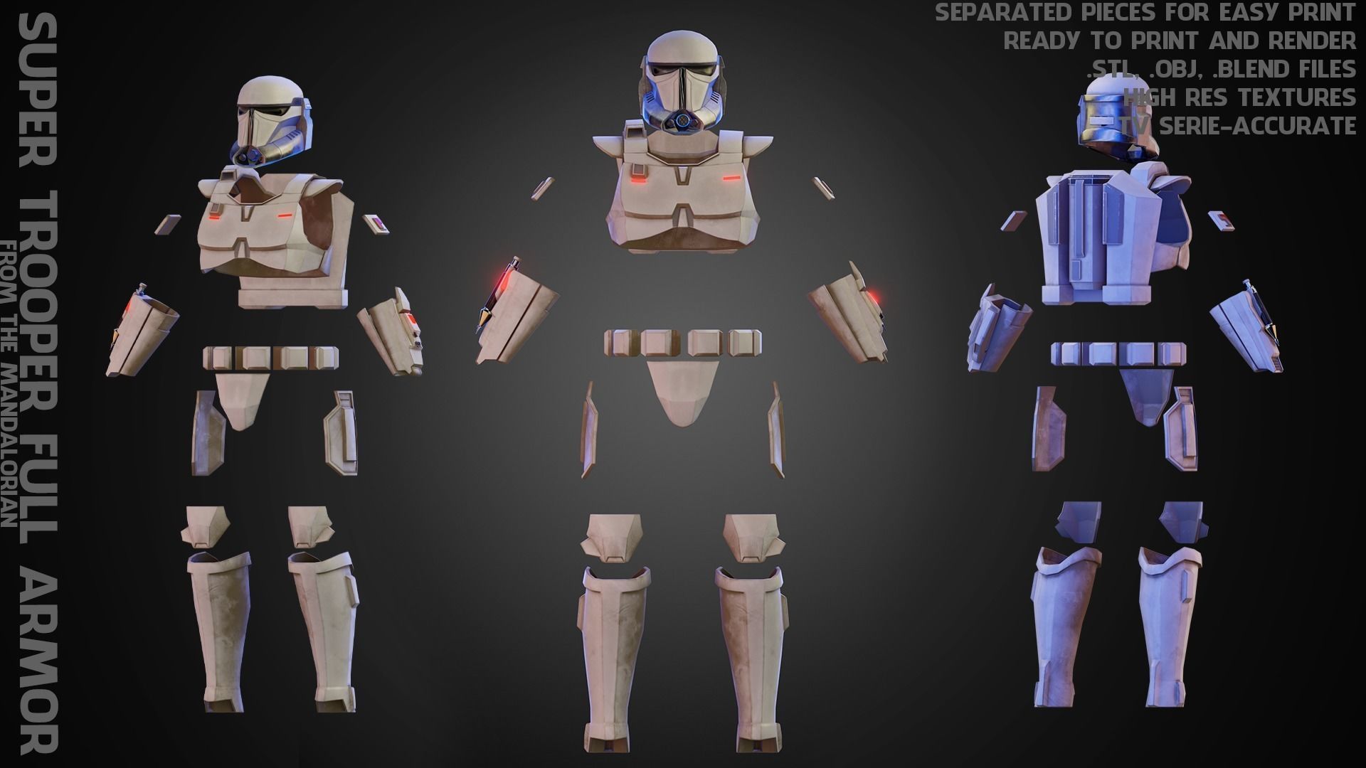 The Mandalorian Imperial Super Trooper Full Armor for Cosplay 3D Model Collection_21