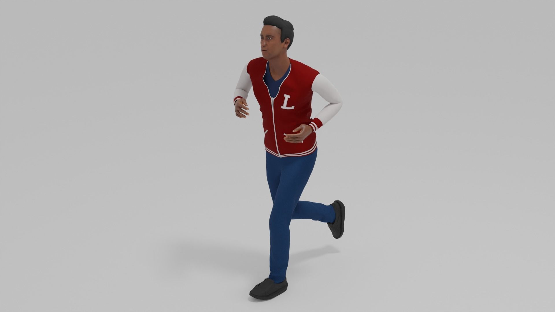  Afro-American Man Run Animation Low-poly 3D model_7