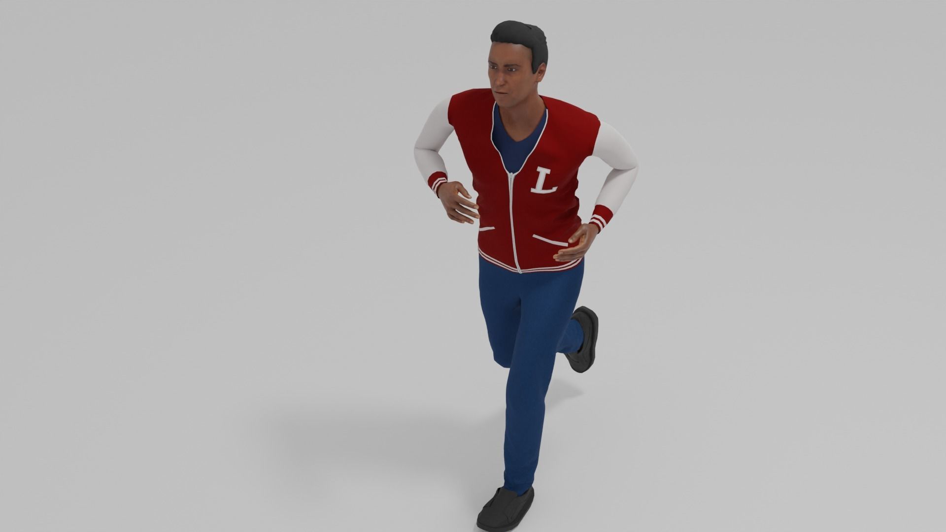 Afro-American Man Run Animation Low-poly 3D model_5