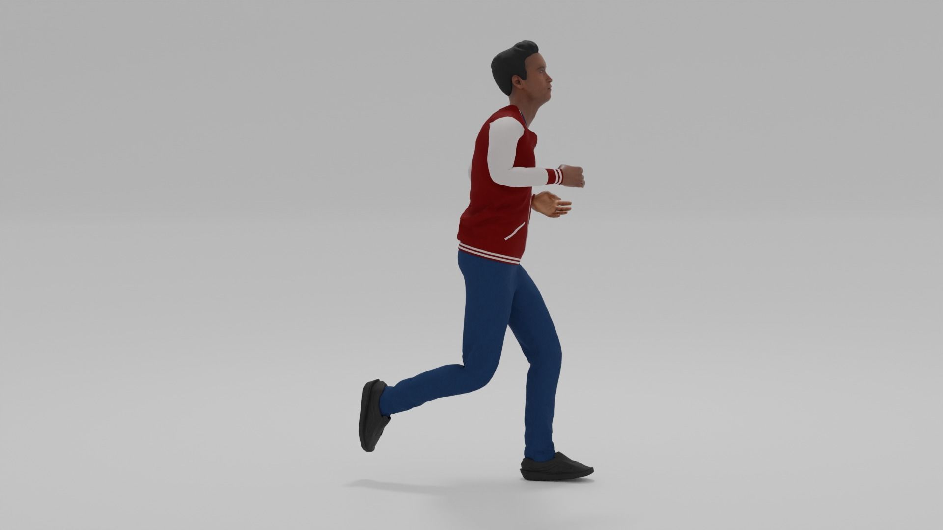  Afro-American Man Run Animation Low-poly 3D model_2