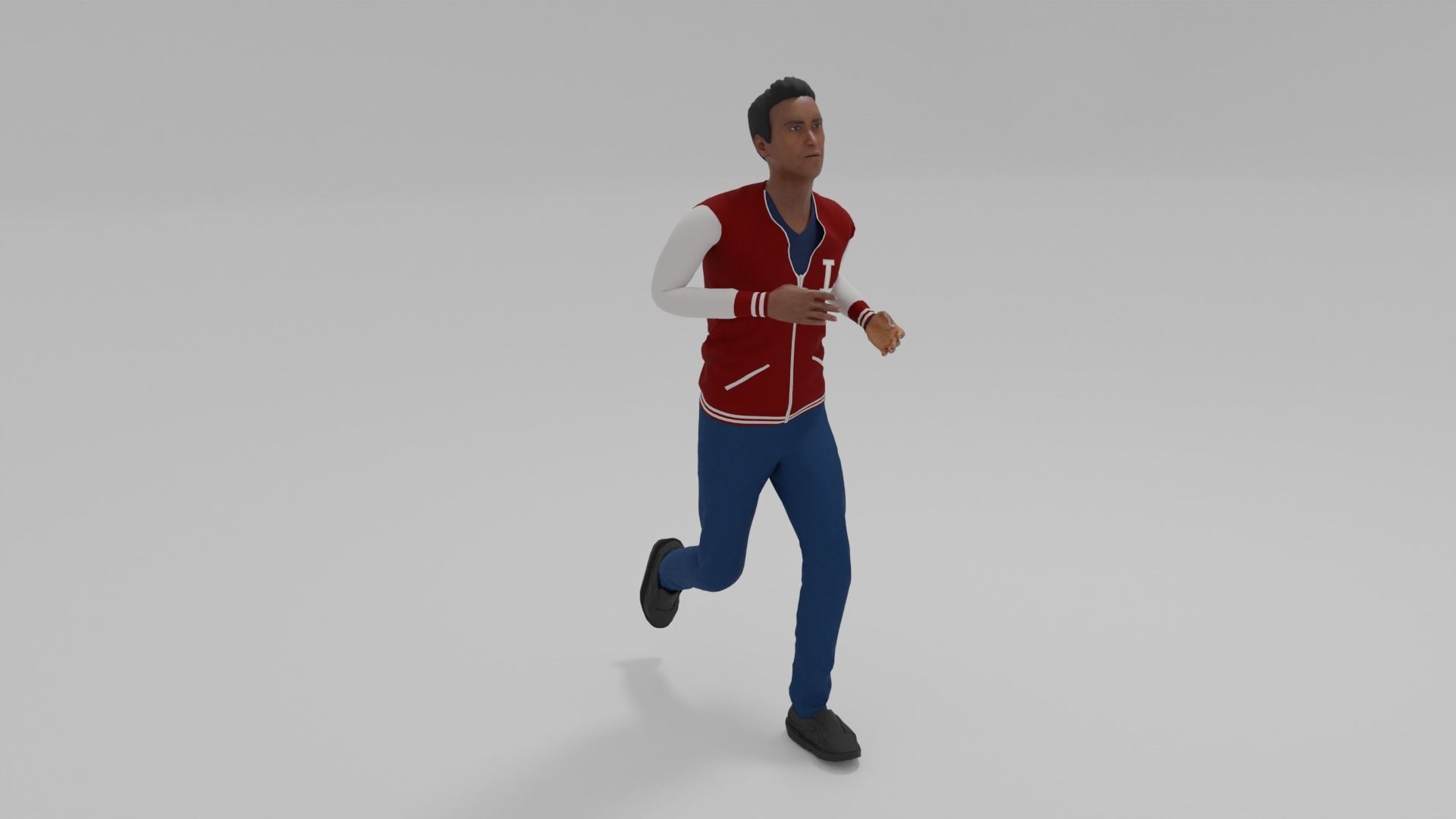  Afro-American Man Run Animation Low-poly 3D model_1