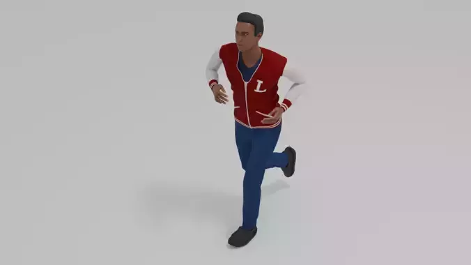  Afro-American Man Run Animation