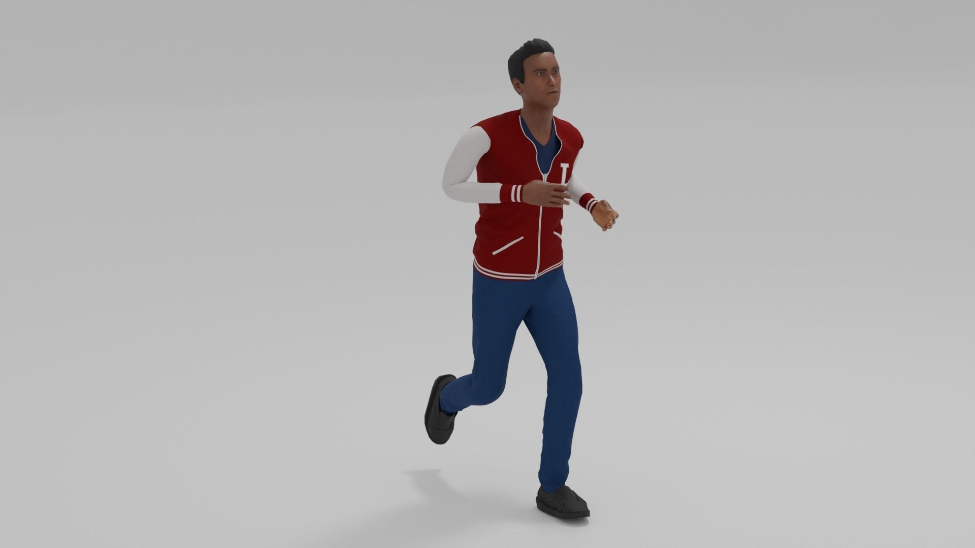  Afro-American Man Run Animation Low-poly 3D model_6