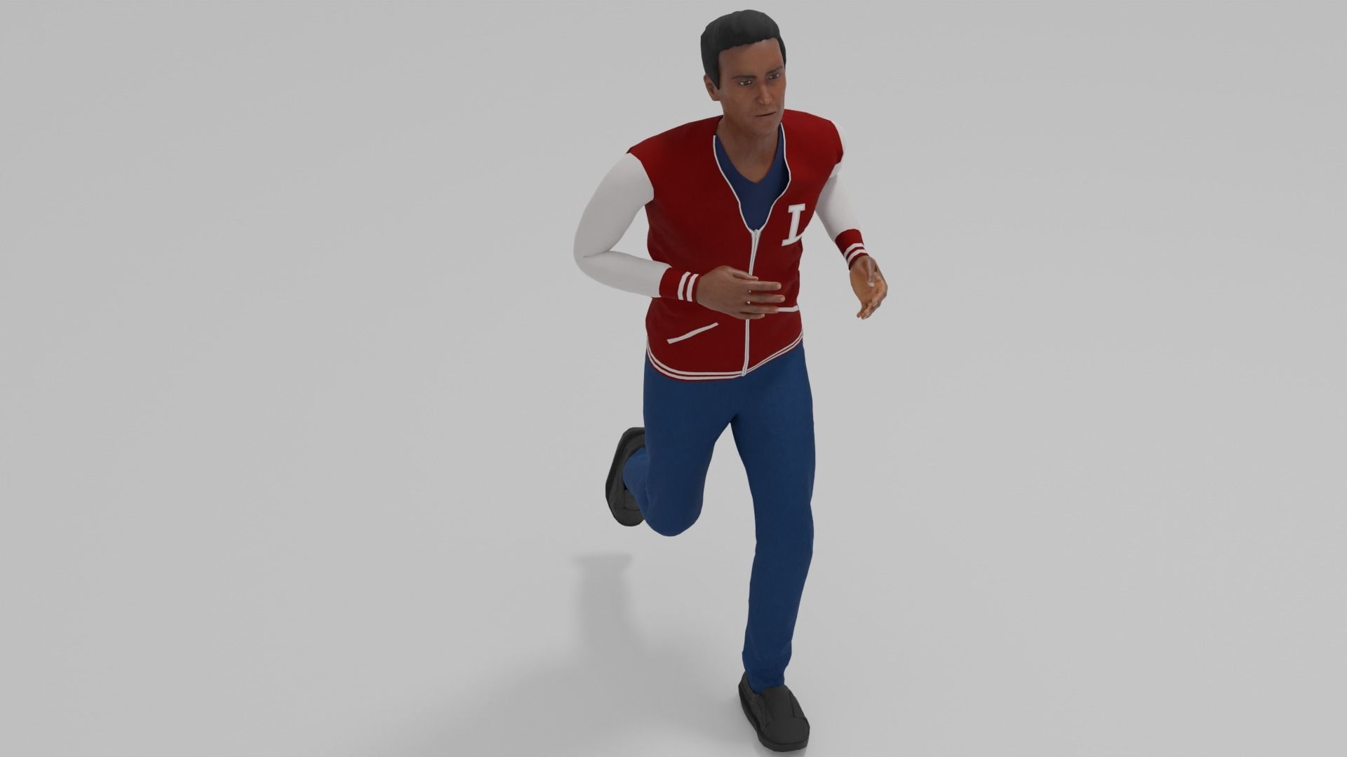  Afro-American Man Run Animation Low-poly 3D model_4