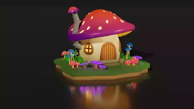 Low Poly Mushroom House Low-poly 3D model