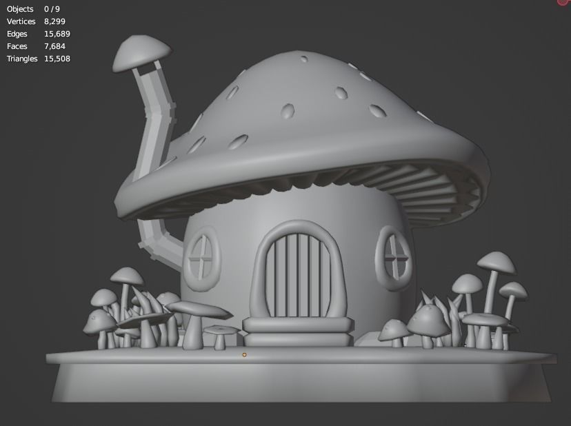 Low Poly Mushroom House Low-poly 3D model_8