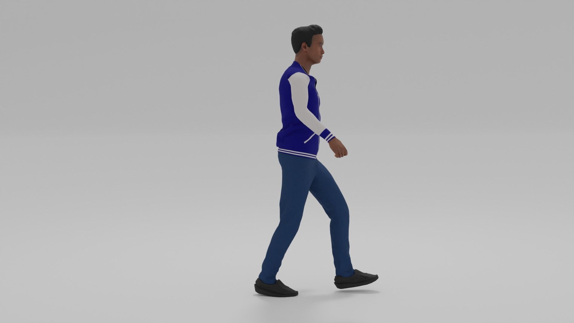 Afro-American Man Walk Animation Low-poly 3D model_3