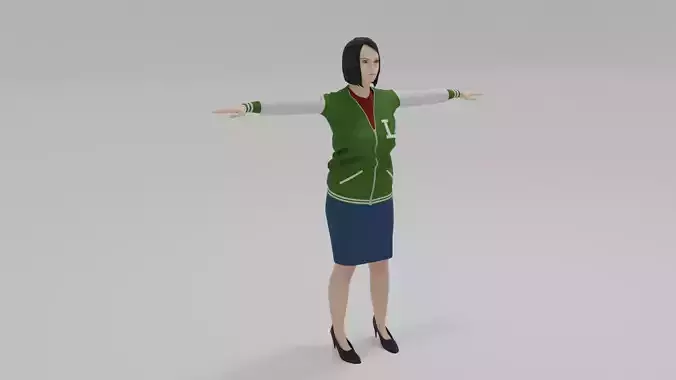 Woman T-Pose Low-poly 3D model