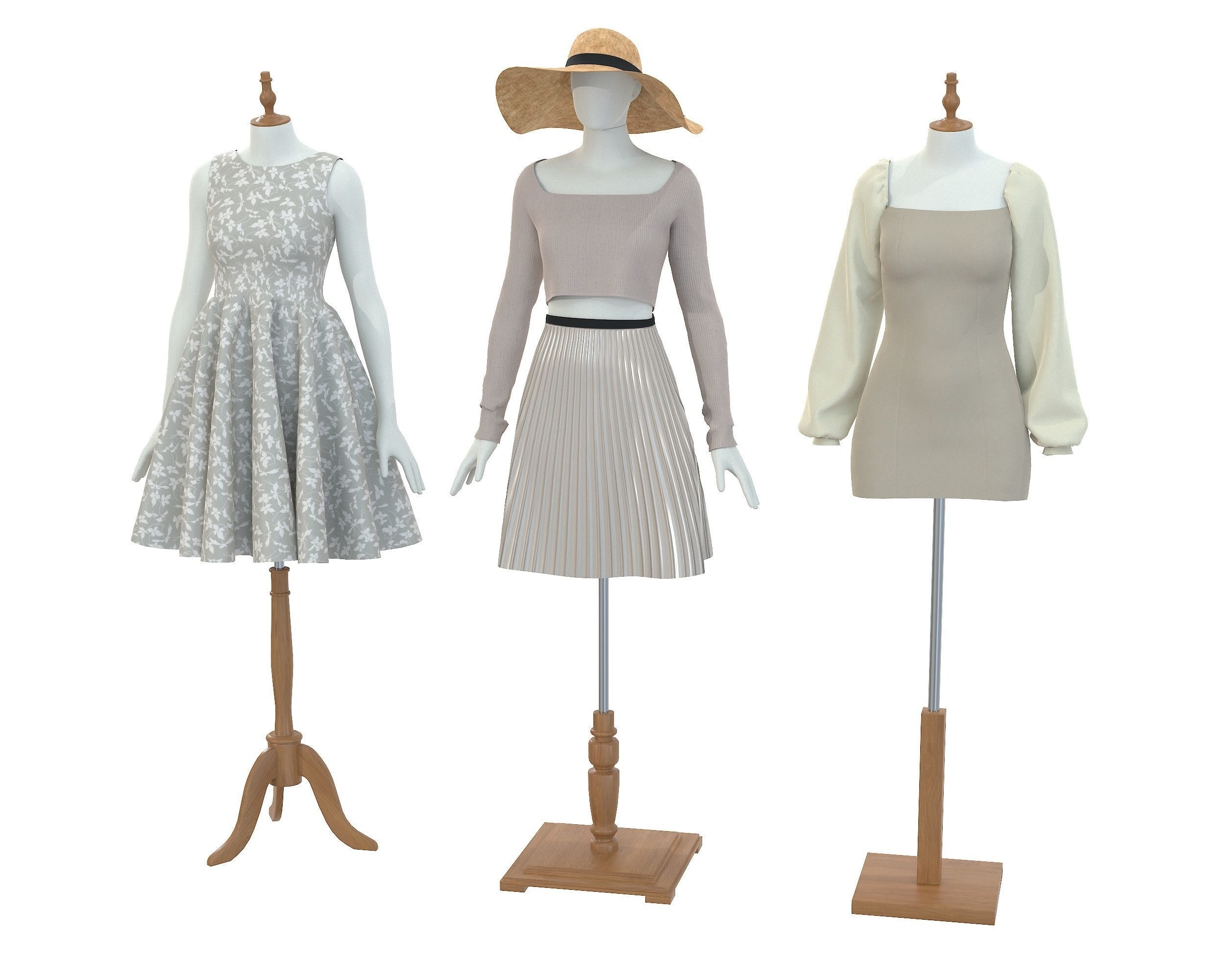 Mannequin Woman Cloth Model For Shop vol5 Low-poly 3D model_1