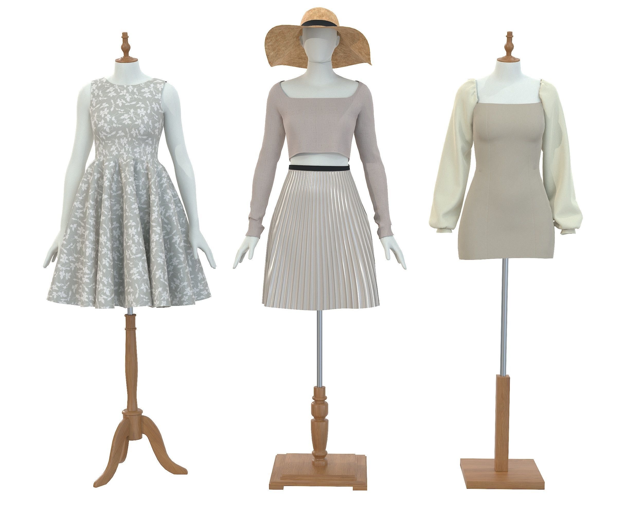 Mannequin Woman Cloth Model For Shop vol5 Low-poly 3D model_6