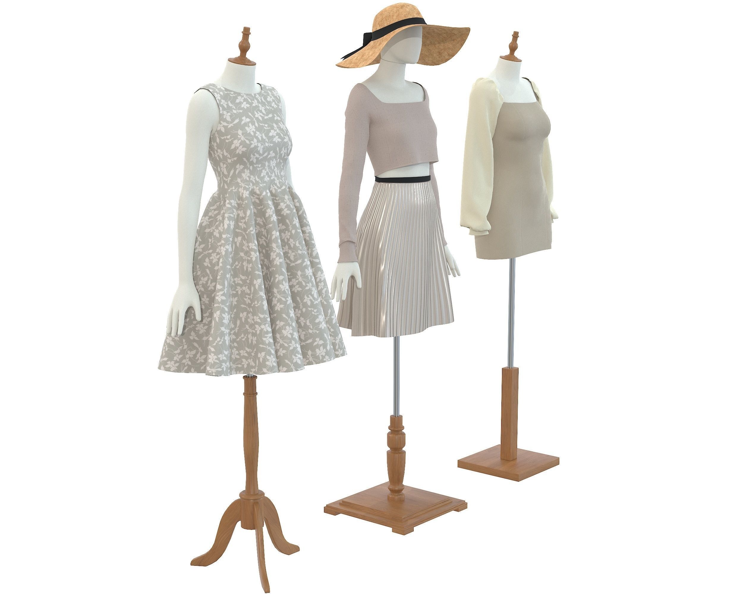 Mannequin Woman Cloth Model For Shop vol5 Low-poly 3D model_2