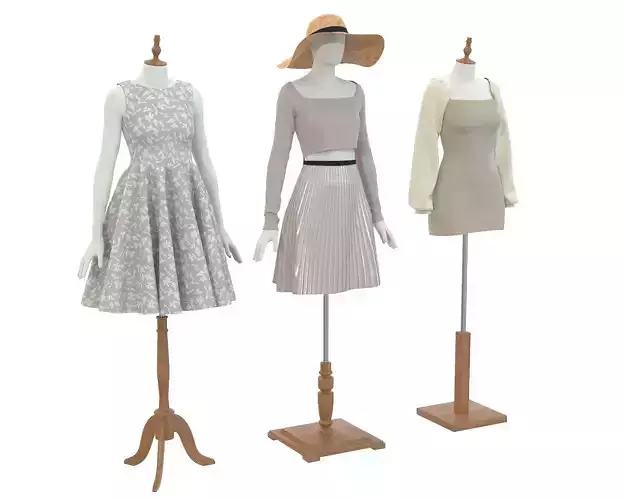 Mannequin Woman Cloth Model For Shop vol5 Low-poly 3D model