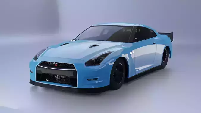 Nissan GTR Drag Racing Car Low-poly 3D model