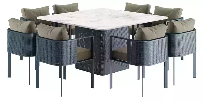 Solanas Dining and Chair 3D model