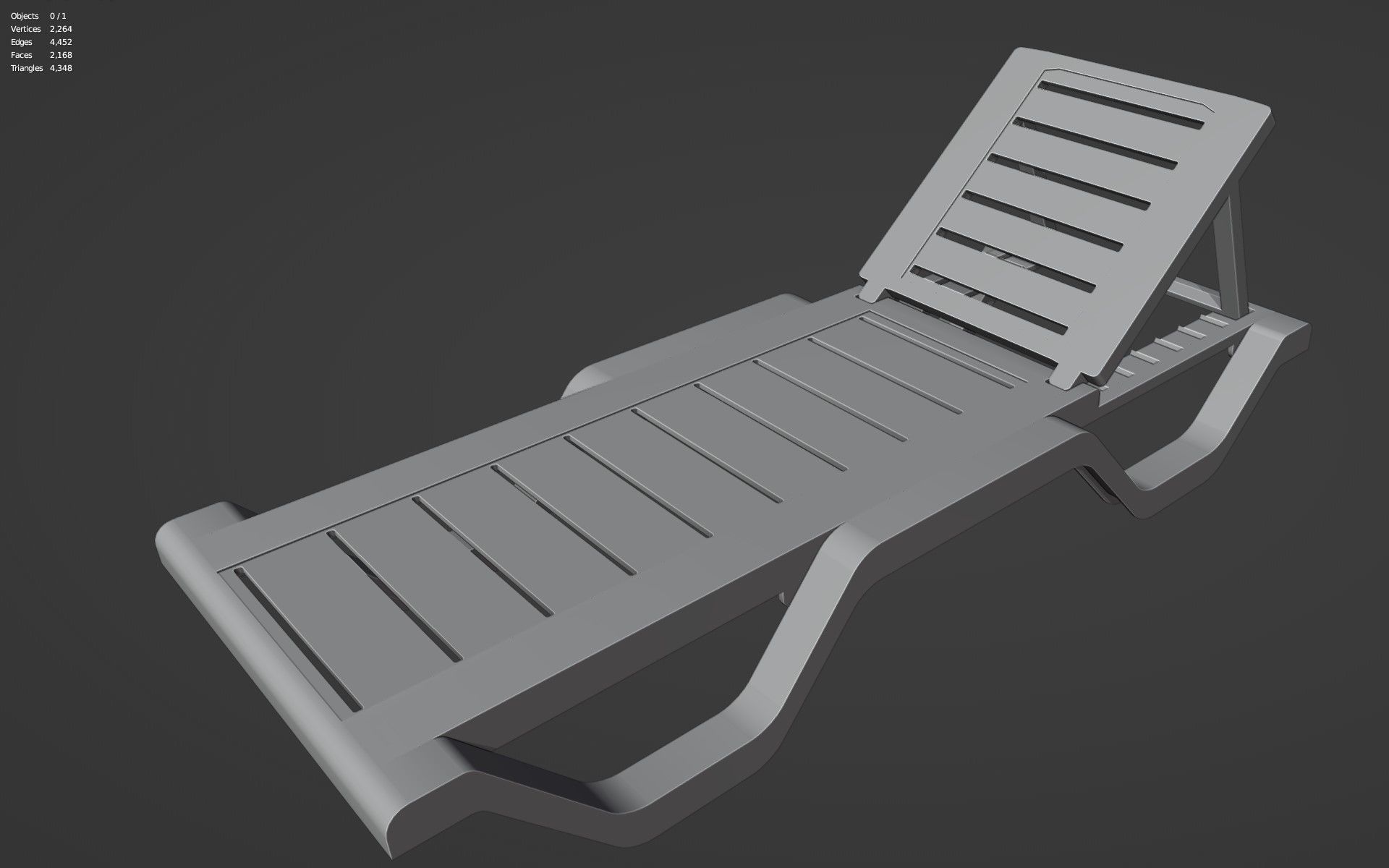Sun lounger Deck chair Resting beach bed Low-poly 3D model_6