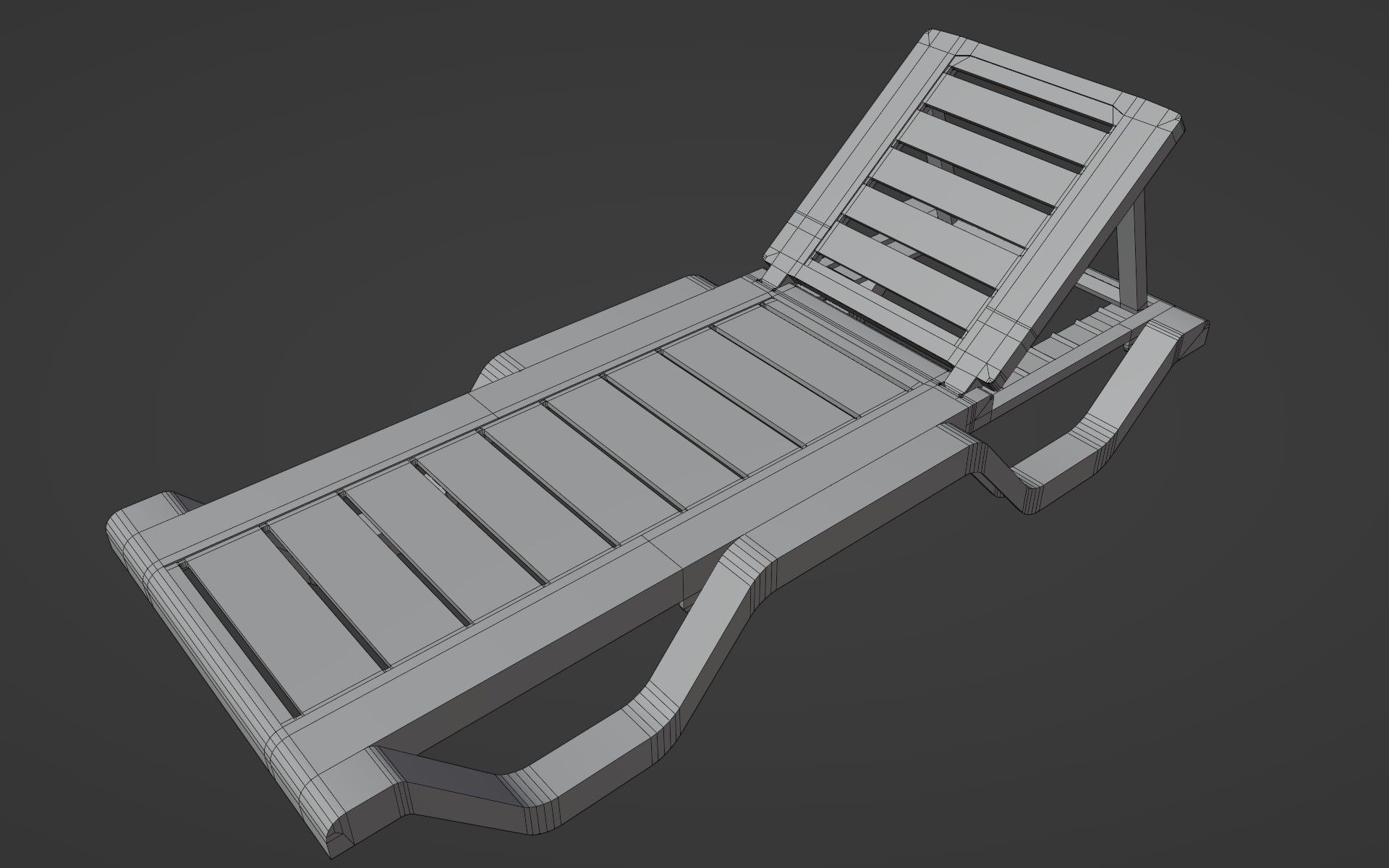 Sun lounger Deck chair Resting beach bed Low-poly 3D model_7