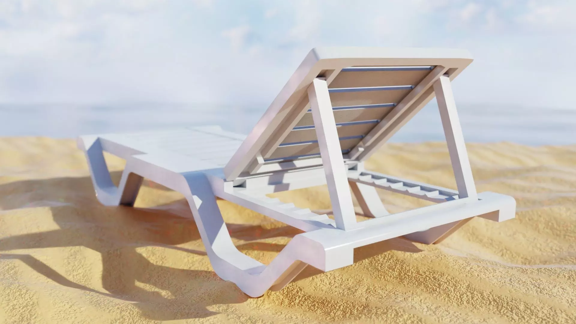 Sun lounger Deck chair Resting beach bed Low-poly 3D model_0