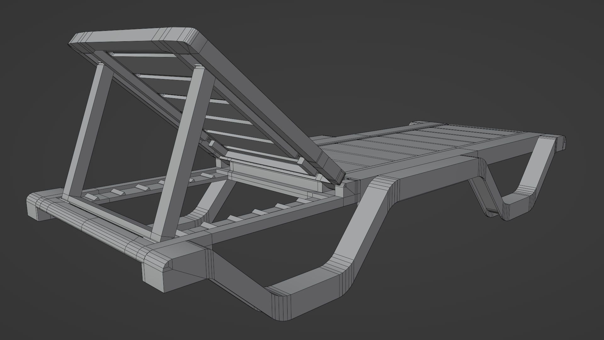 Sun lounger Deck chair Resting beach bed Low-poly 3D model_8