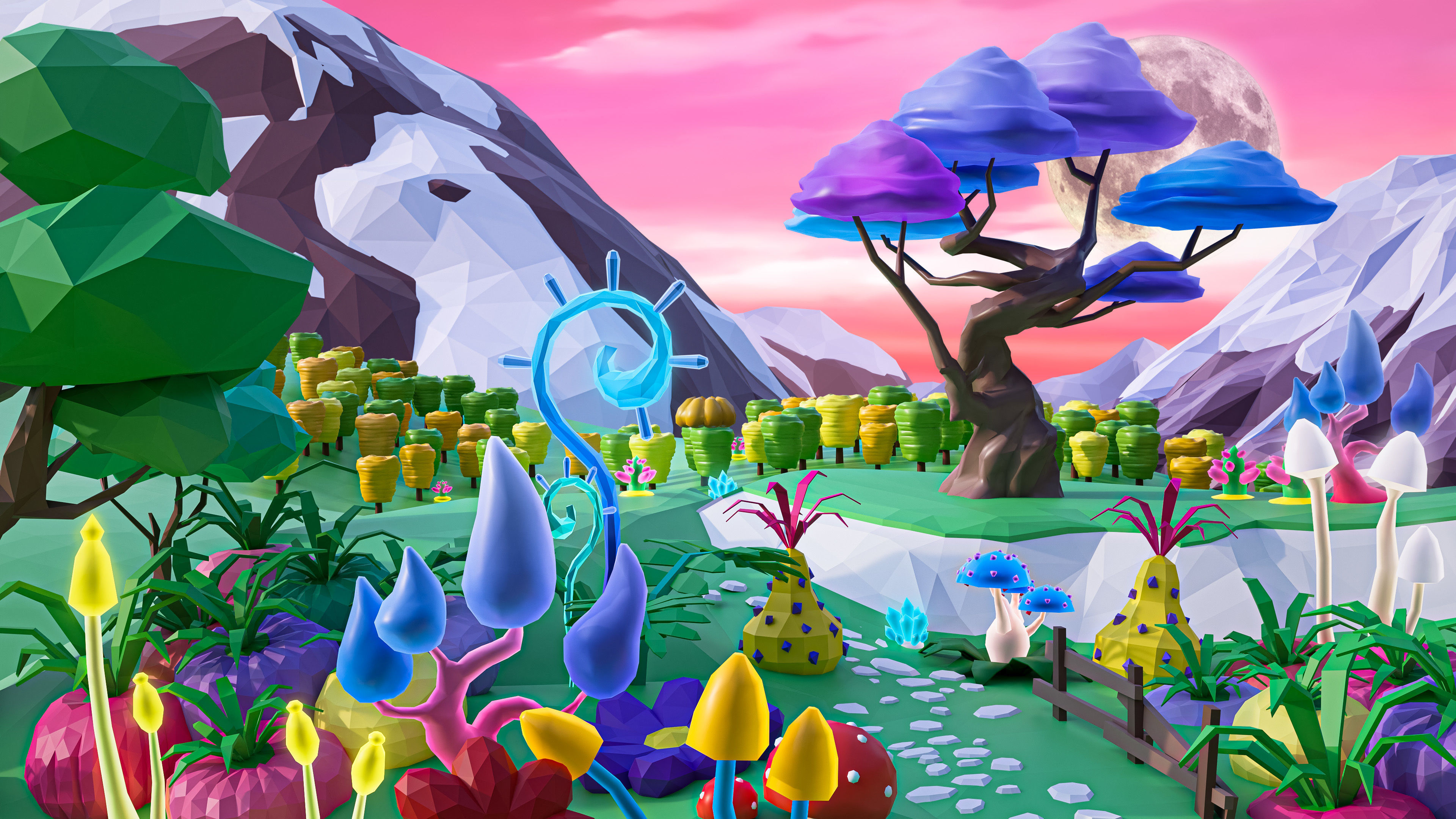 Vegetation 2 Low-poly 3D model_4