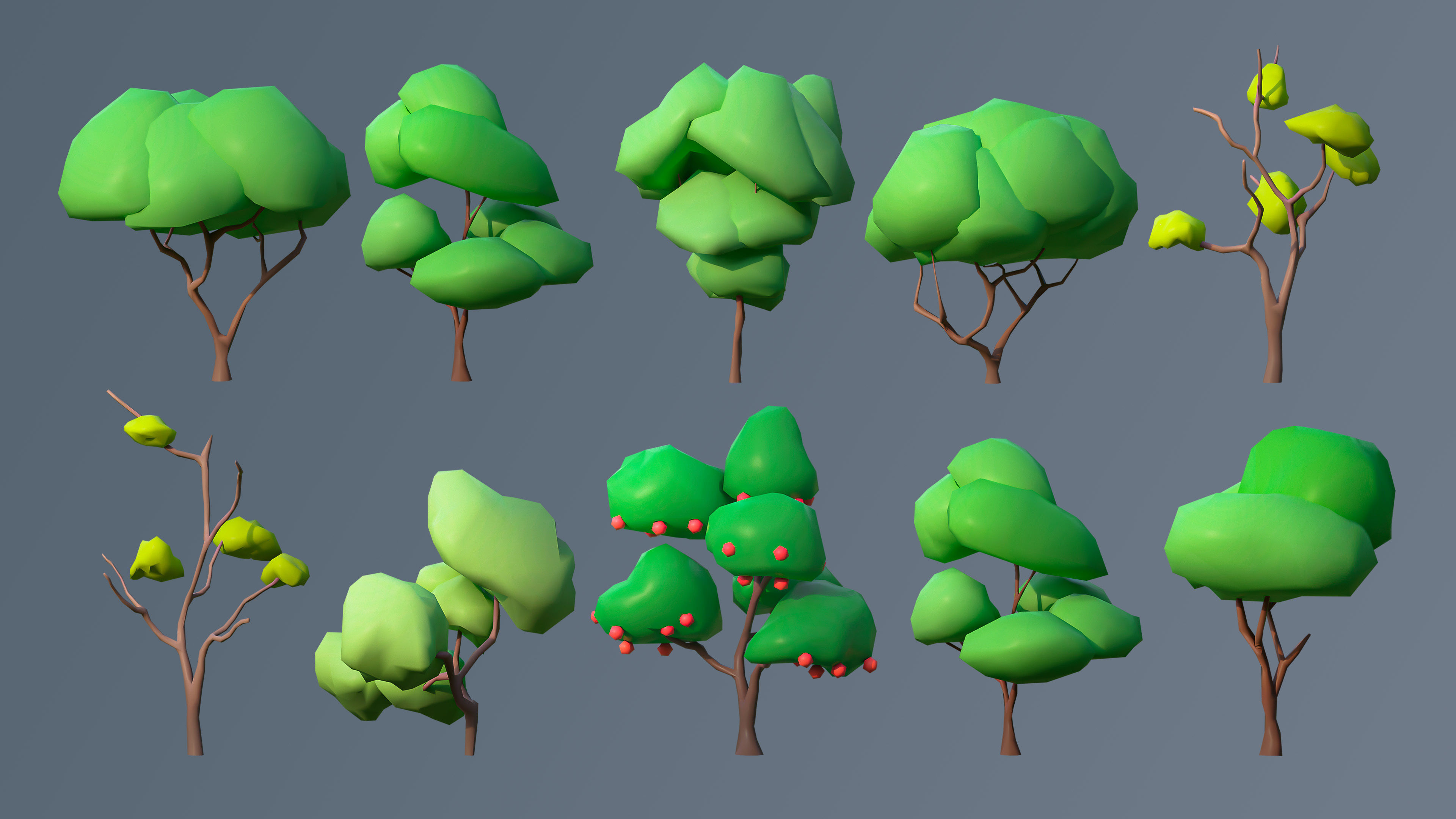 Vegetation 2 Low-poly 3D model_19