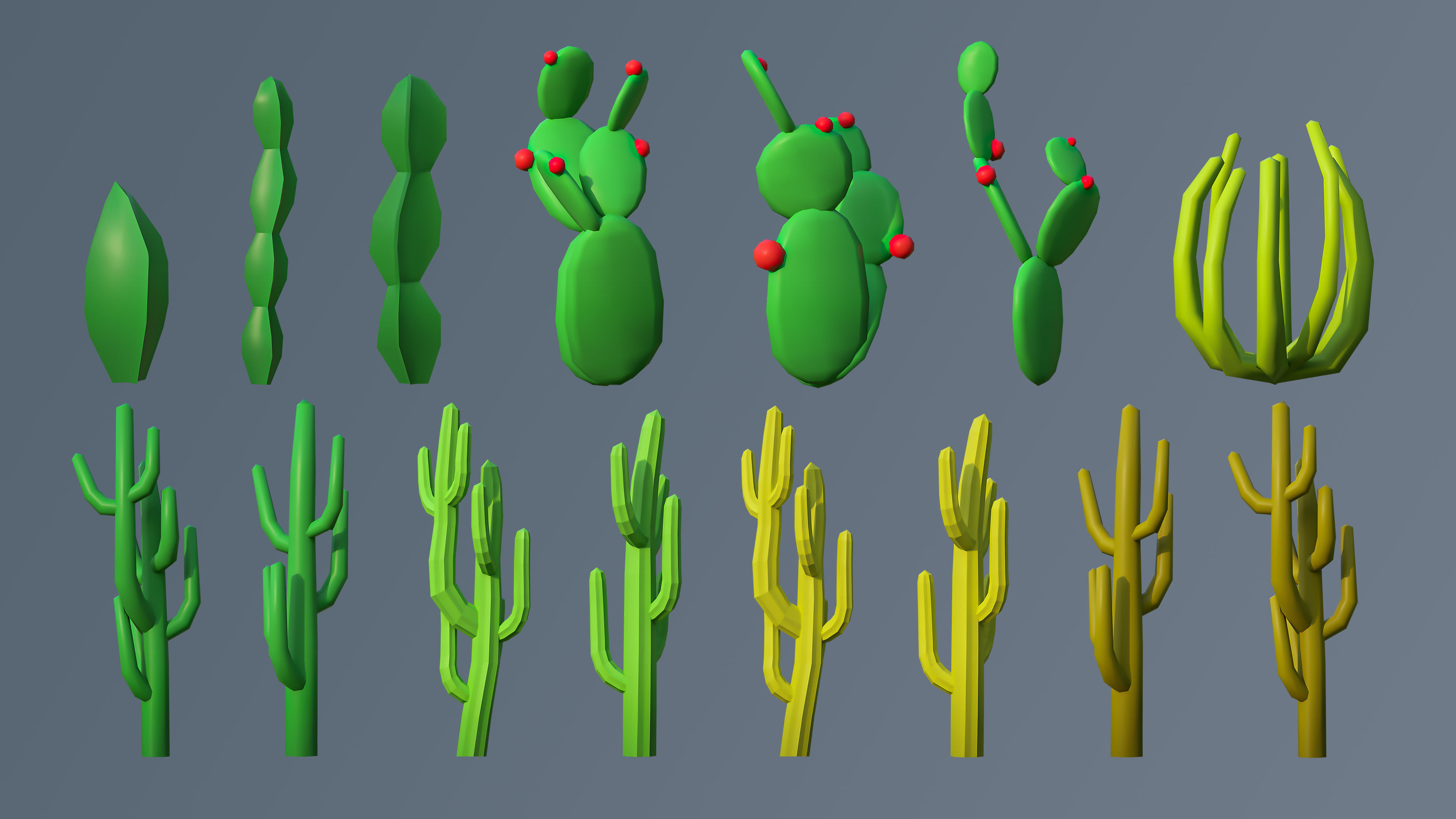 Vegetation 2 Low-poly 3D model_47