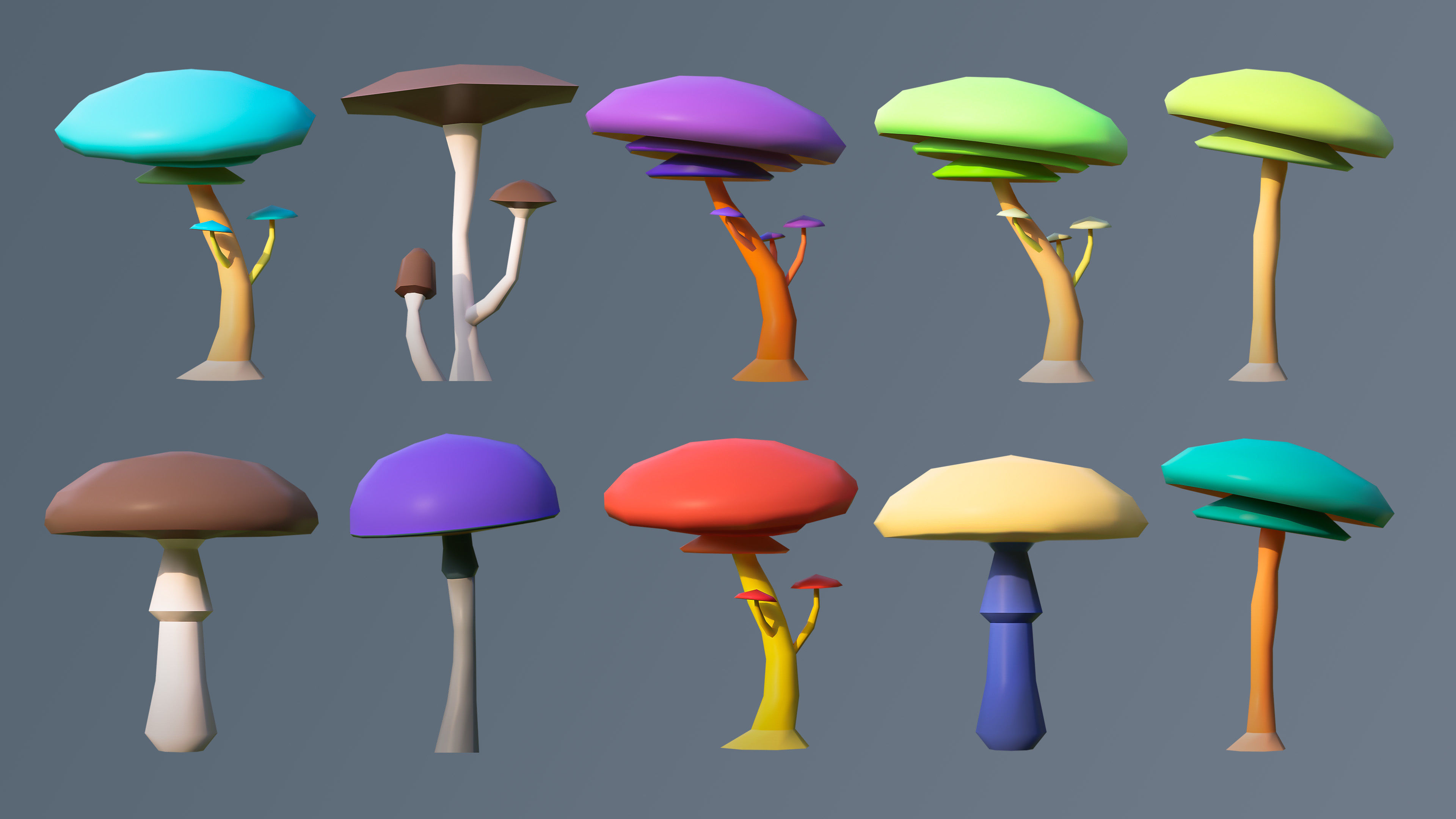 Vegetation 2 Low-poly 3D model_41