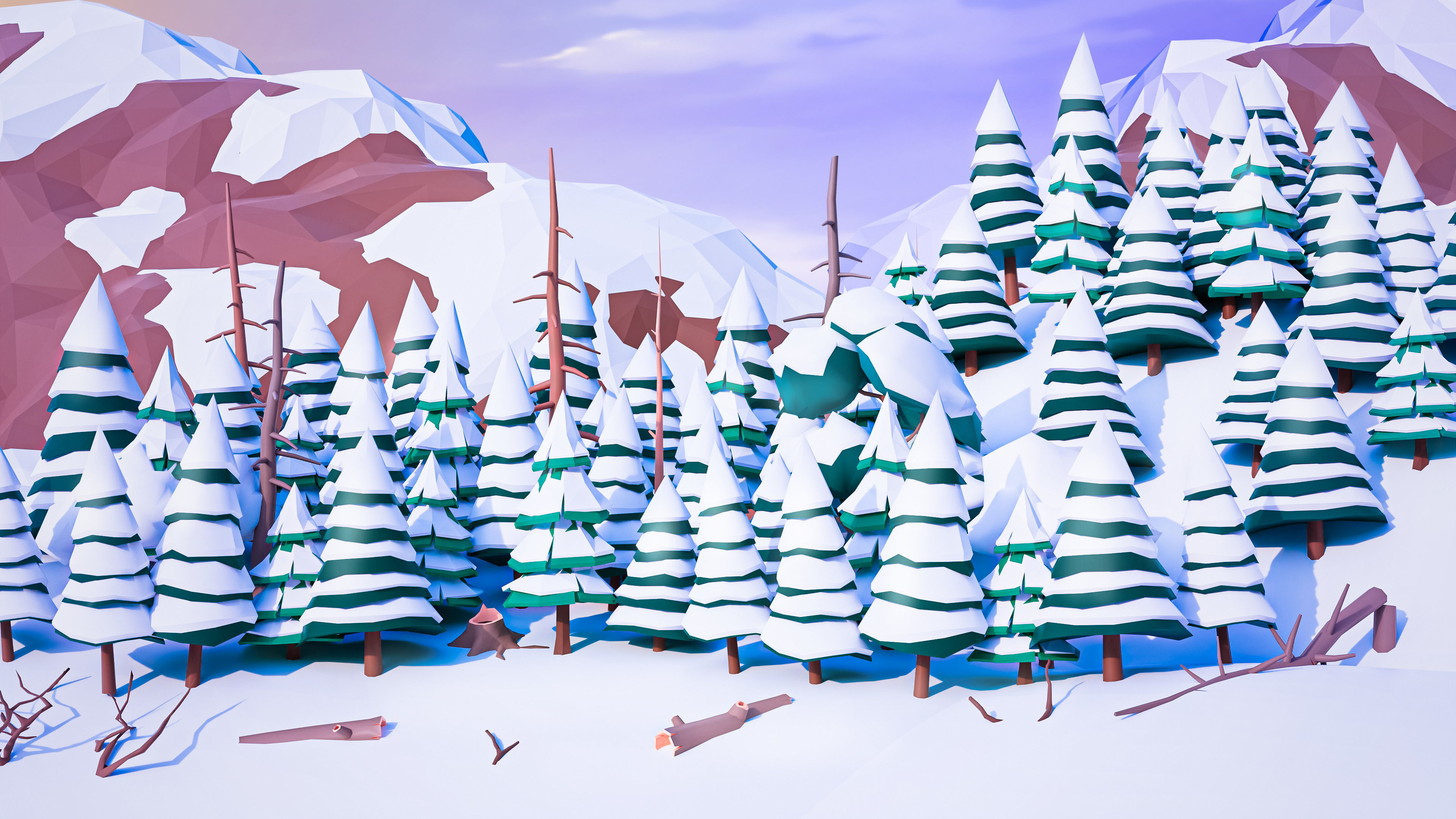 Vegetation 2 Low-poly 3D model_8