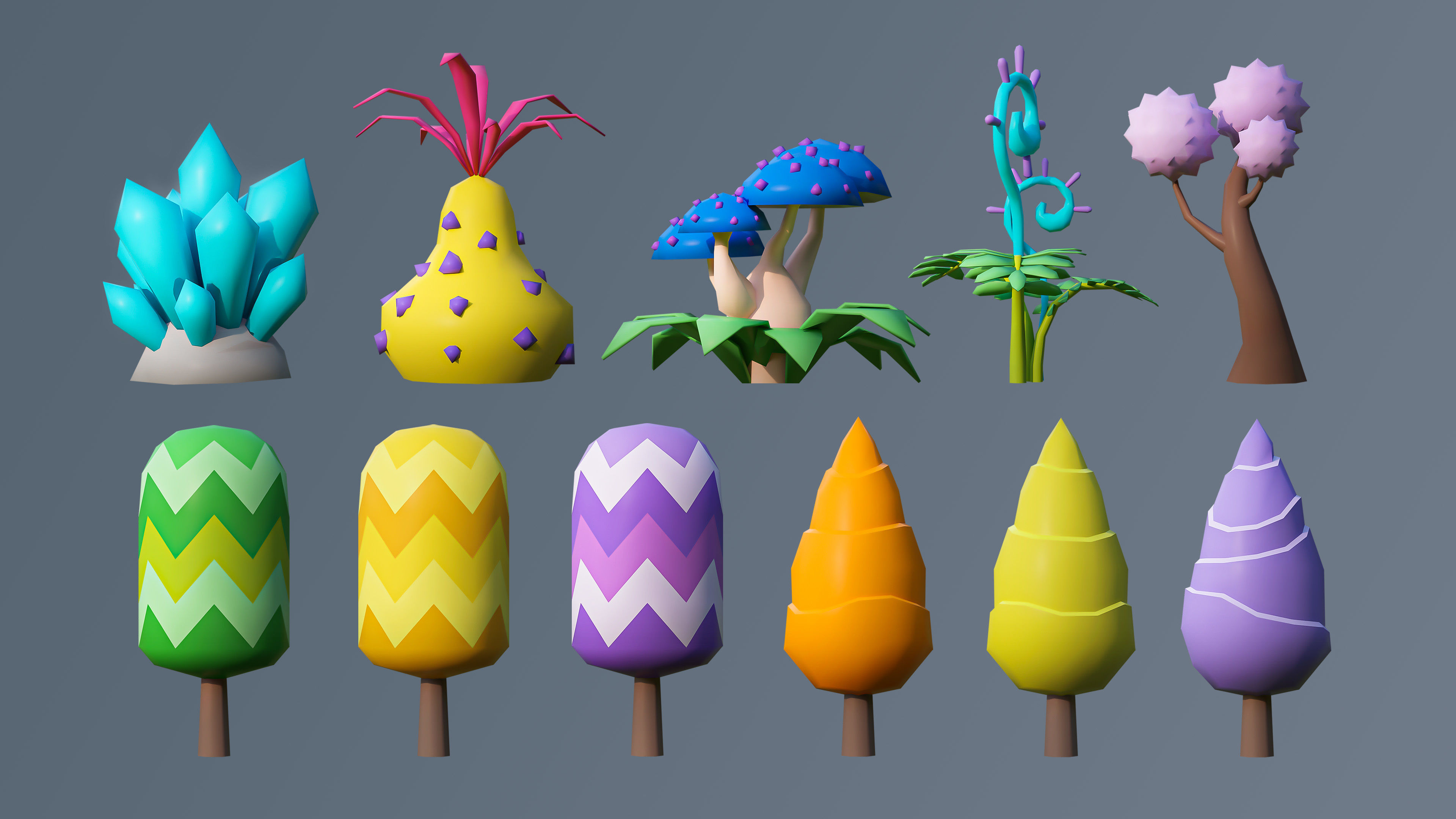 Vegetation 2 Low-poly 3D model_16