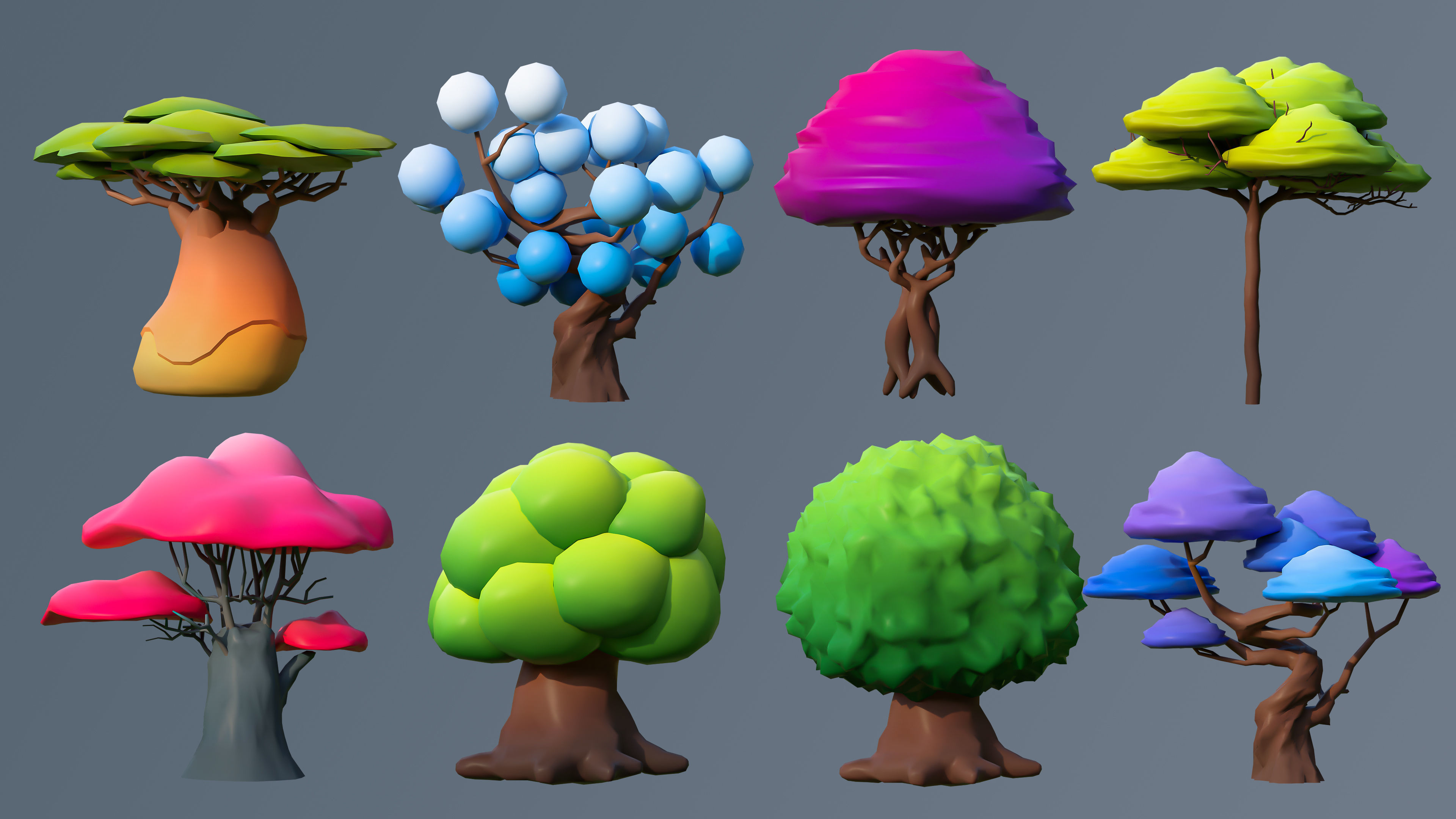 Vegetation 2 Low-poly 3D model_9