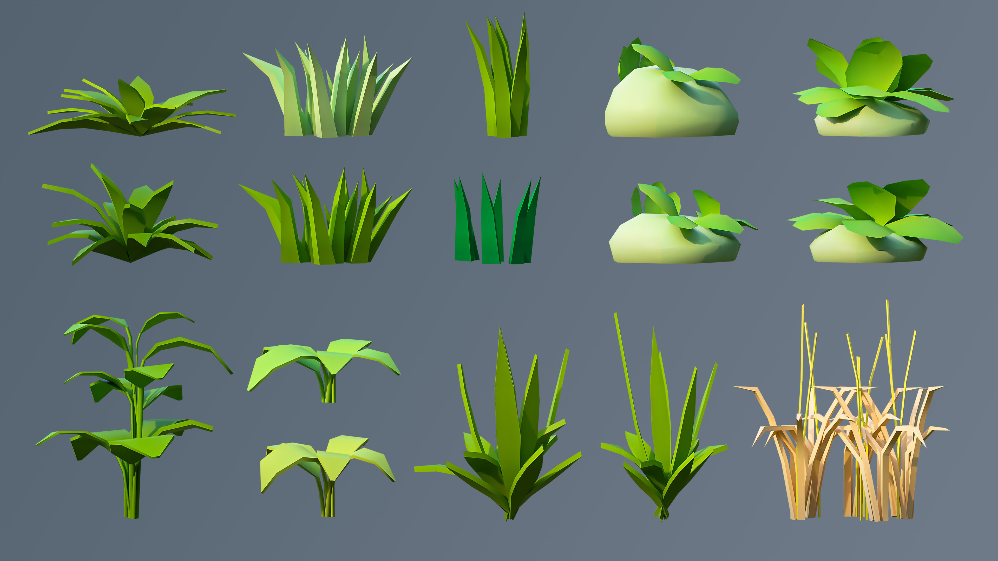 Vegetation 2 Low-poly 3D model_44