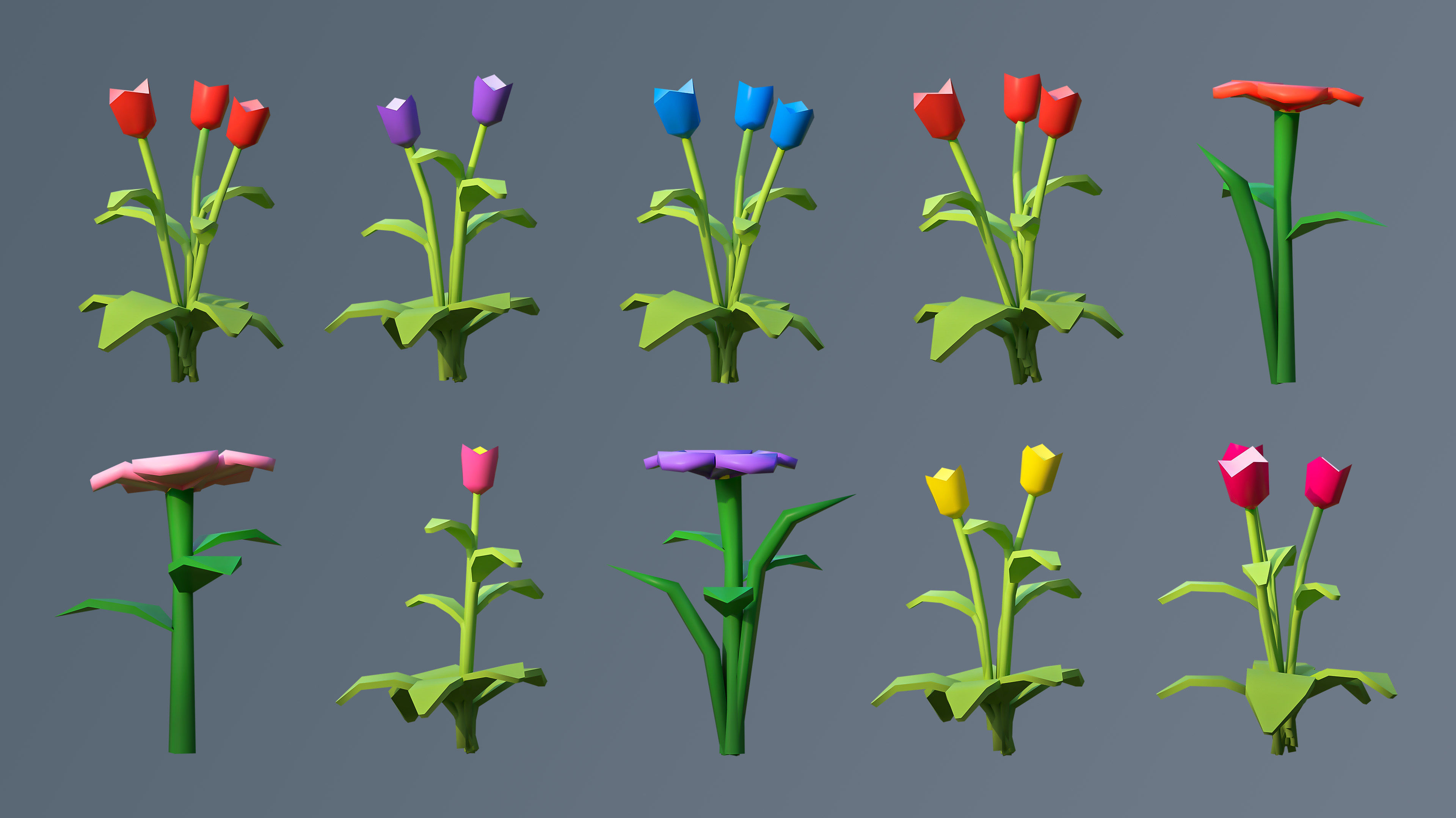 Vegetation 2 Low-poly 3D model_46