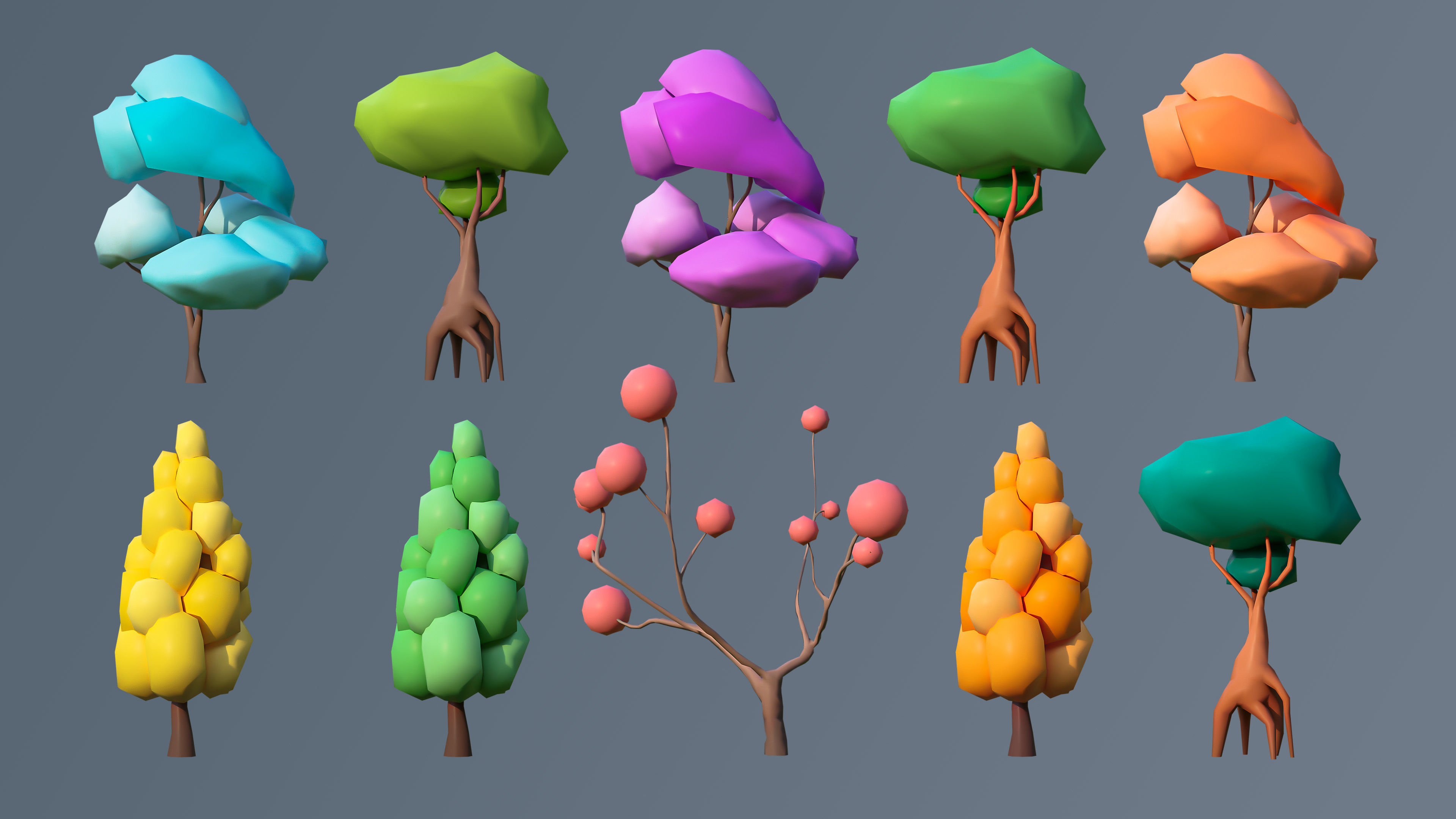 Vegetation 2 Low-poly 3D model_15