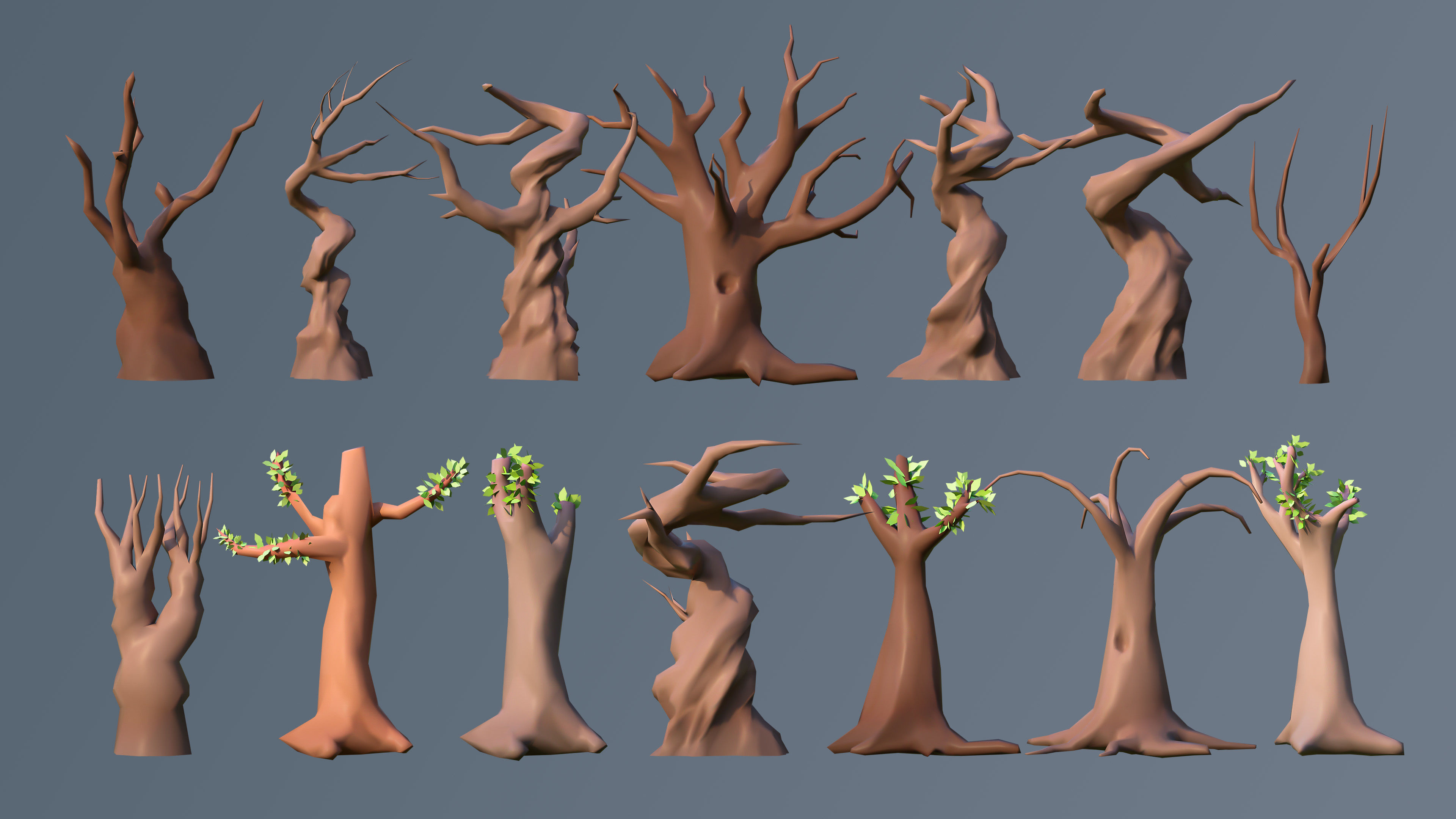 Vegetation 2 Low-poly 3D model_35