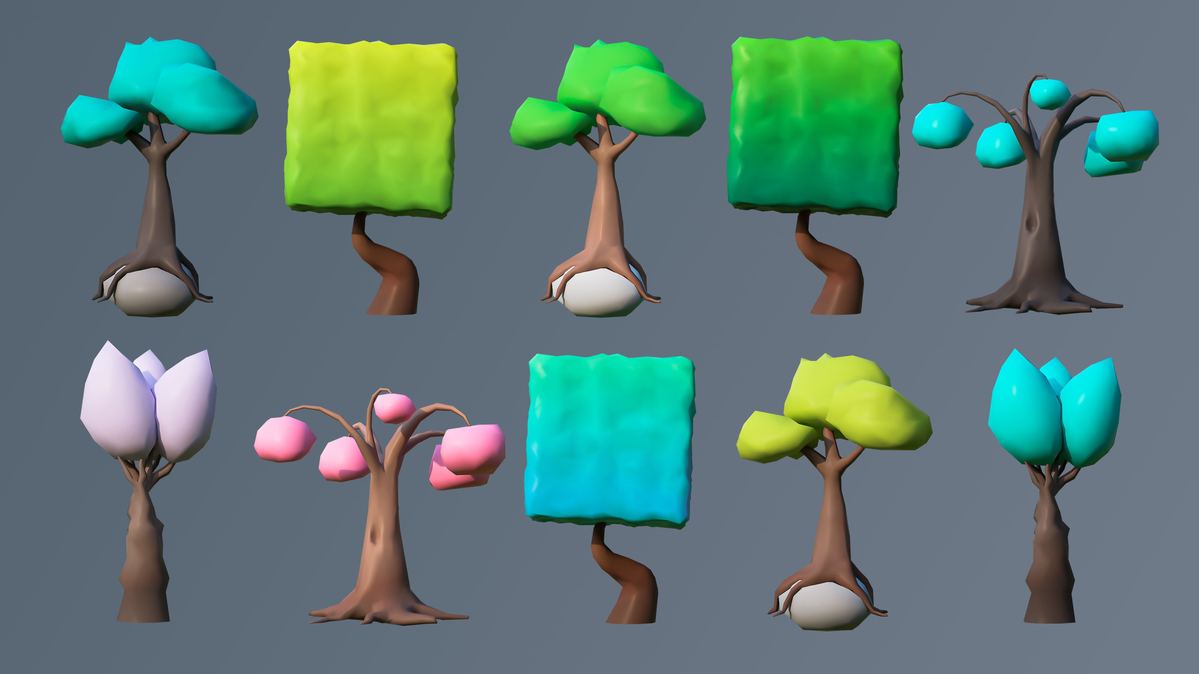Vegetation 2 Low-poly 3D model_17