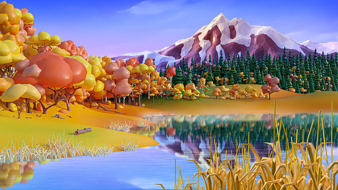 Vegetation Low-poly 3D model 4