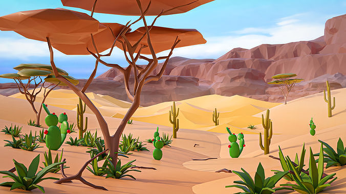 Vegetation Low-poly 3D model 7