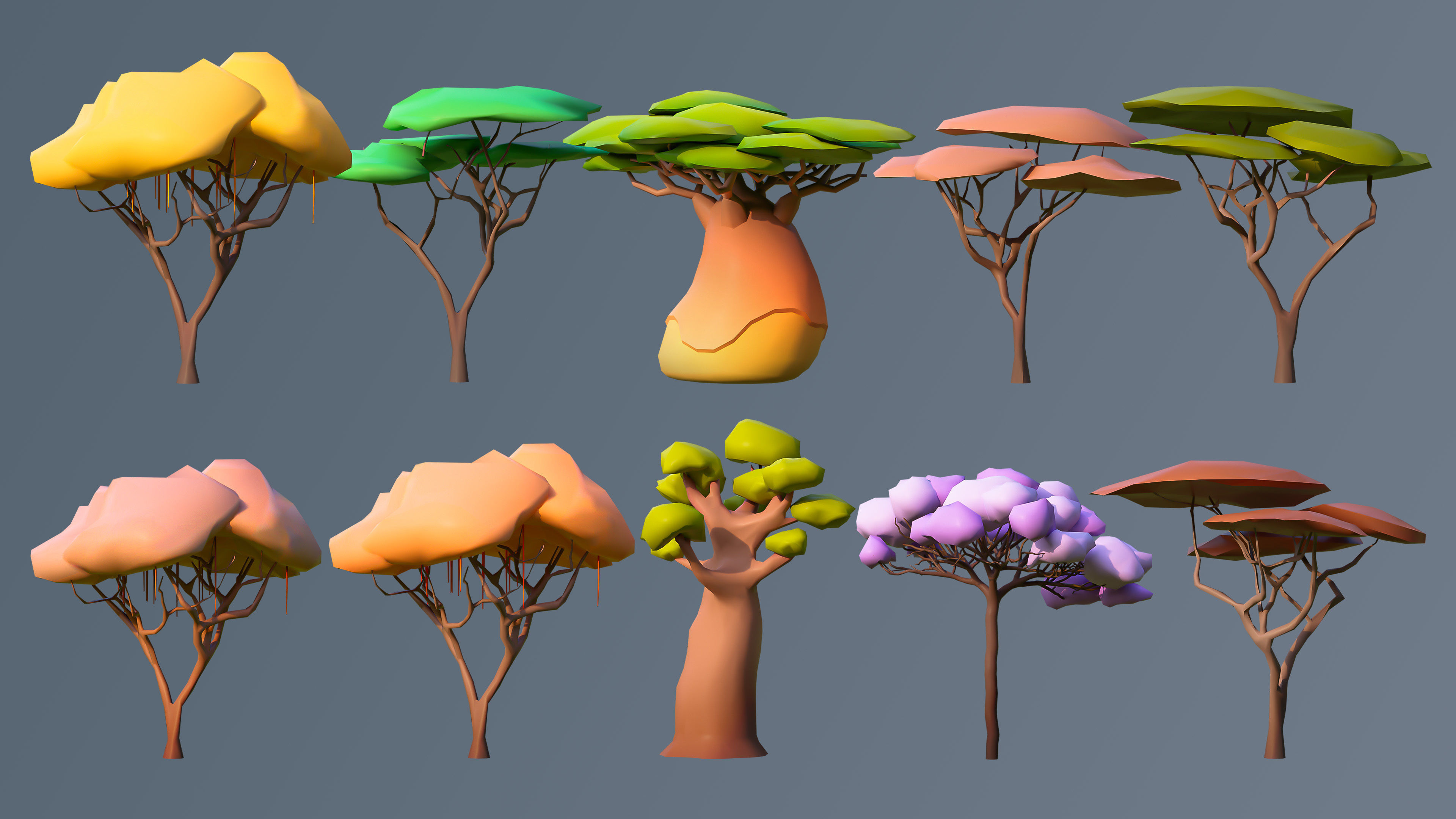 Vegetation 2 Low-poly 3D model_10
