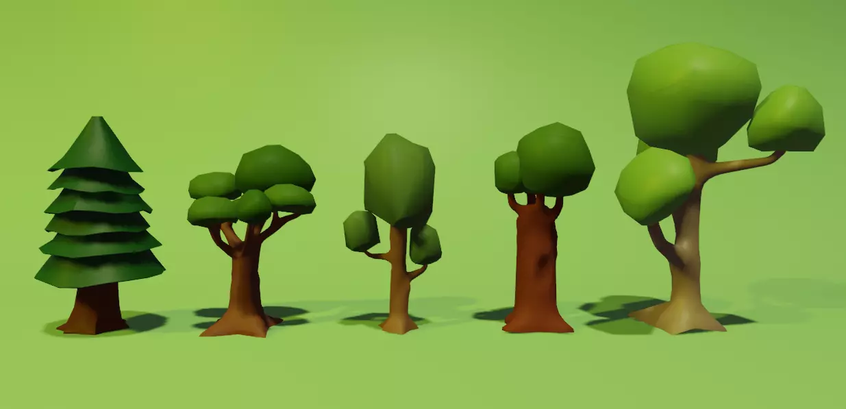 Low Poly Stylized Trees Free low-poly 3D model_0