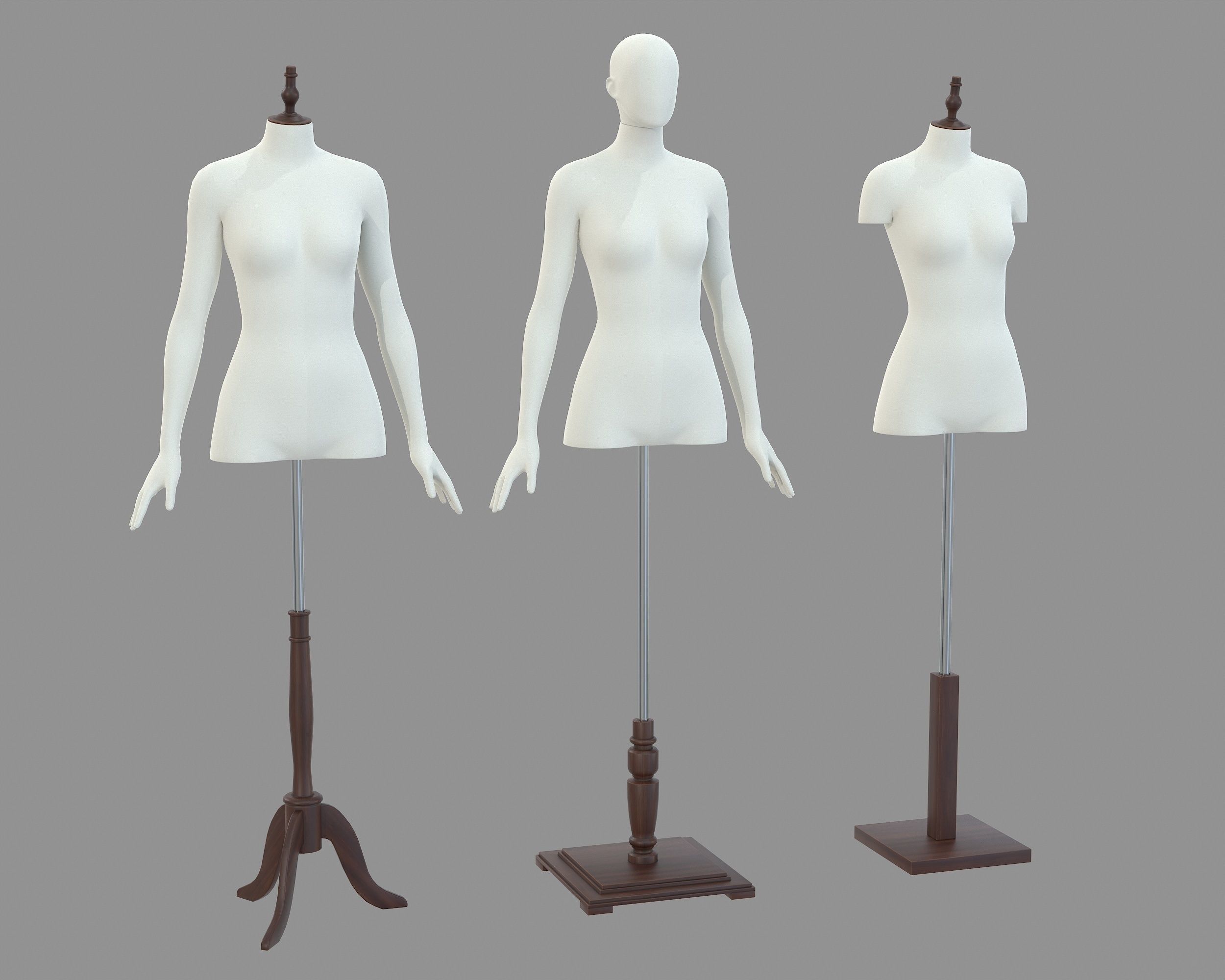 Mannequin Woman Stand Model For Shop Low-poly 3D model_4