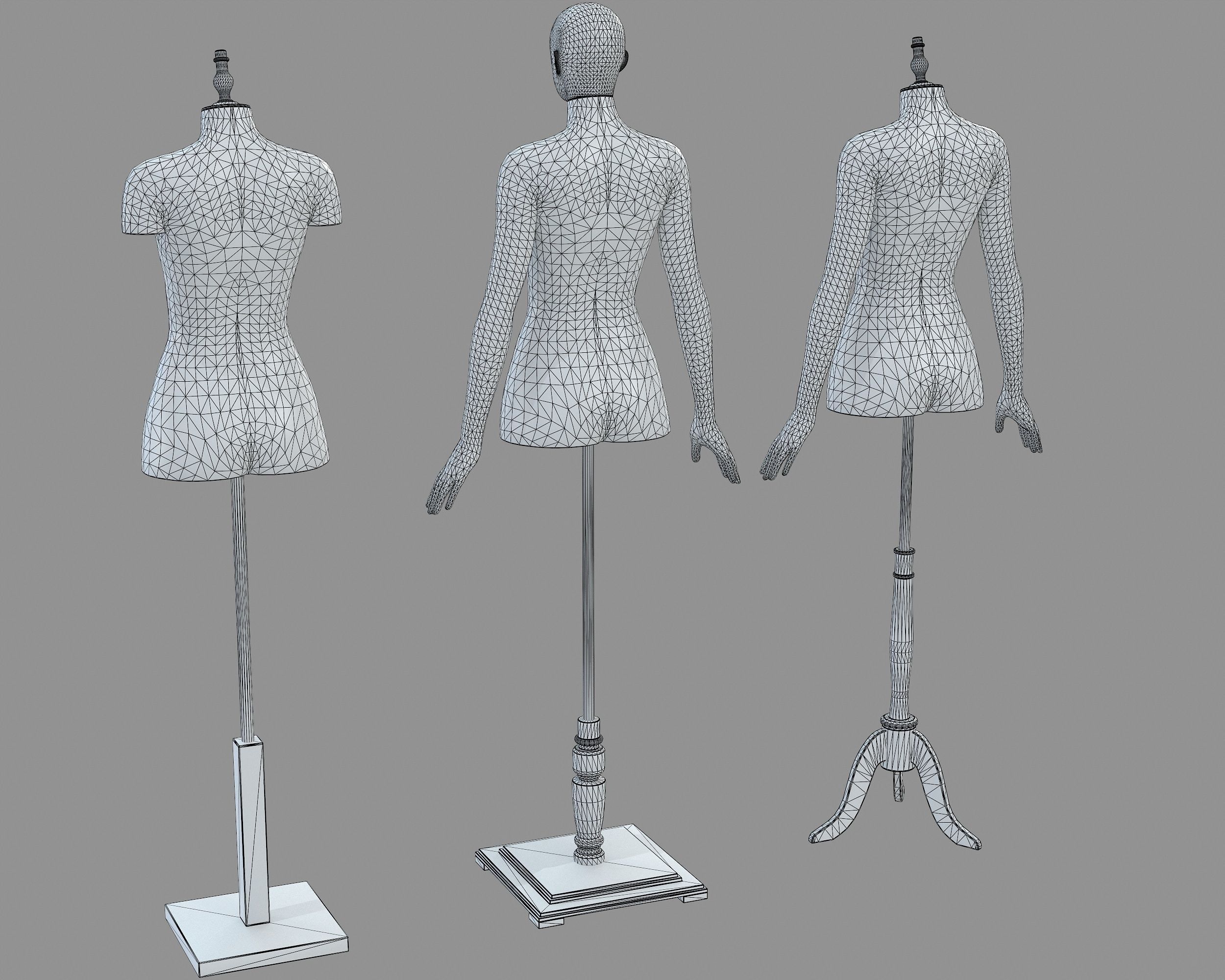 Mannequin Woman Stand Model For Shop Low-poly 3D model_20